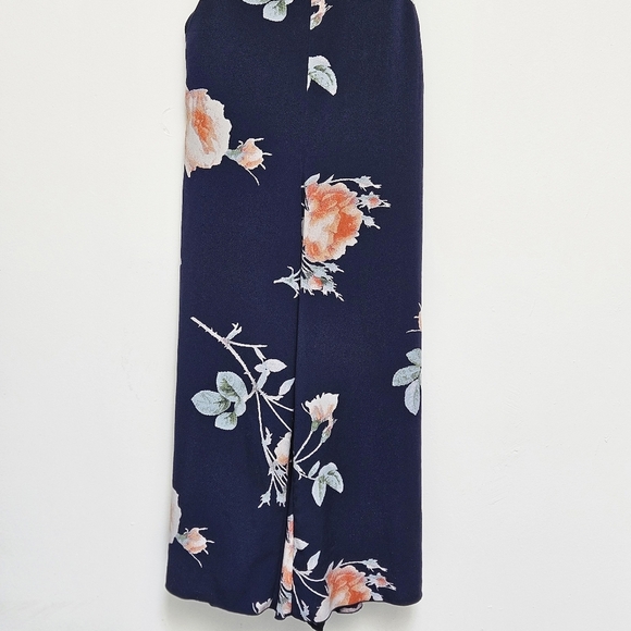 Wilfred Aritzia Sz 10 Ecoulement Floral Navy Romper Jumpsuit Zip BackTie Pocket - Picture 8 of 13